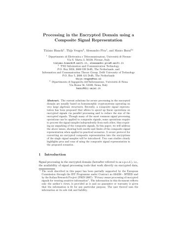 Processing in the Encrypted Domain using a Composite Signal ...