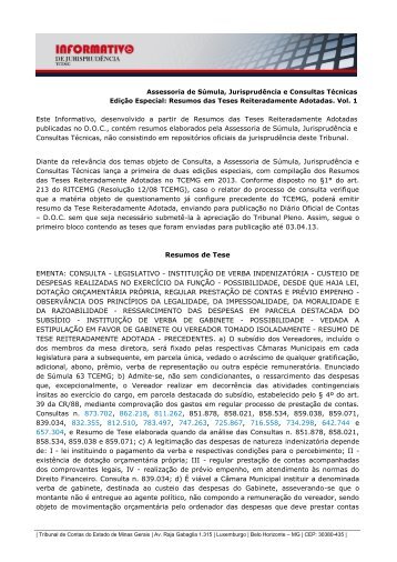 Resumos das Teses Reiteradamente Adotadas. Vol. - Tribunal de ...