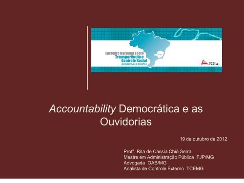 Accountability DemocrÃ¡tica e as Ouvidorias