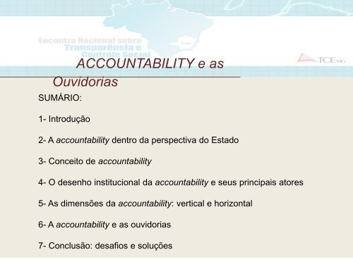 Accountability DemocrÃ¡tica e as Ouvidorias