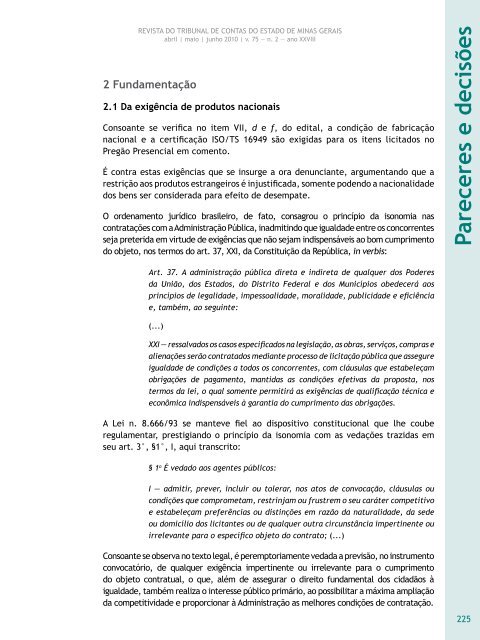 Ilegalidades relativas Ã  exigÃªncia de certificado ... - Revista do TCE