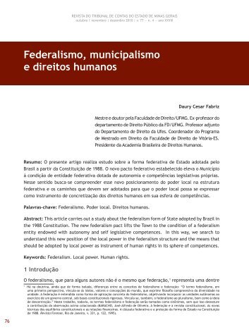 Federalismo, municipalismo e direitos humanos - Revista do TCE