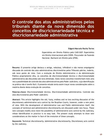 O controle dos atos administrativos pelos tribunais ... - Revista do TCE