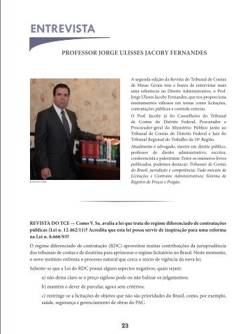Professor Jorge Ulisses Jacoby Fernandes - Revista do TCE