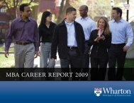 MBA CAreer report 2009 - Wharton MBA Career Management