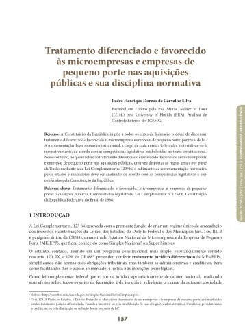 Tratamento diferenciado e favorecido Ã s ... - Revista do TCE