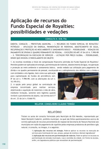 AplicaÃ§Ã£o de recursos do Fundo Especial de ... - Revista do TCE