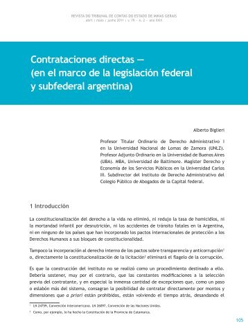 Contrataciones directas â (en el marco de la ... - Revista do TCE