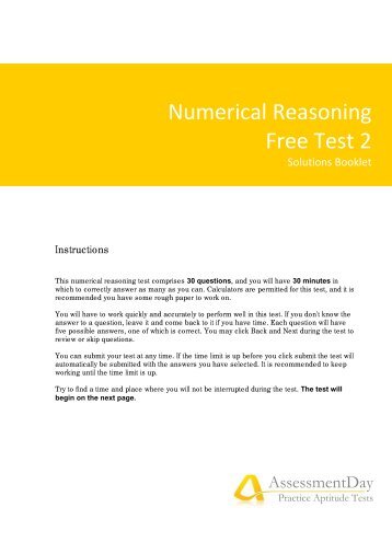 Numerical Reasoning Test 2 Solutions - Aptitude Test