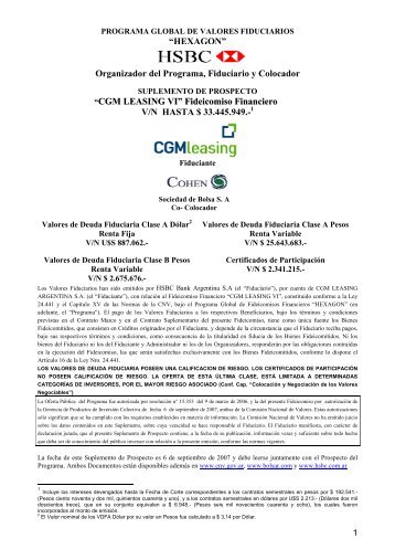 “CGM LEASING VI” Fideicomiso Financiero V/N HASTA ... - Cohen