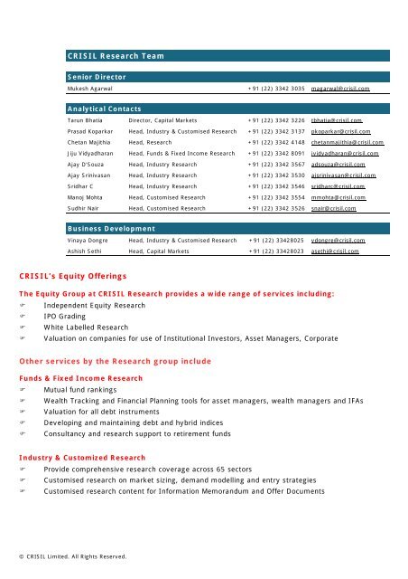 crisil report - Diamines And Chemicals Limited