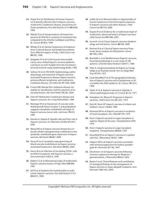 Ch. 128 Kaposi's Sarcoma and Angiosarcoma