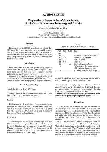 preparation of papers in two column format The extended abstract should include two pages of text (c 800~1000 words), preparation of papers in single column format. preparation of papers in two column format The extended abstract should include two pages of text (c 800~1000 words), preparation of papers in single column format.