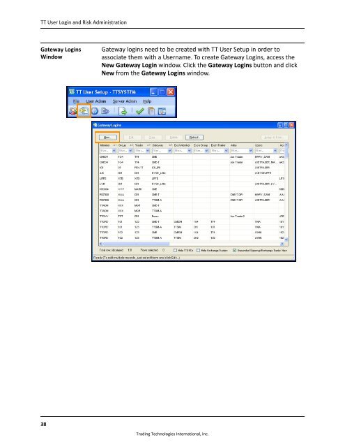 TT User Login and Risk Administration - Trading Technologies