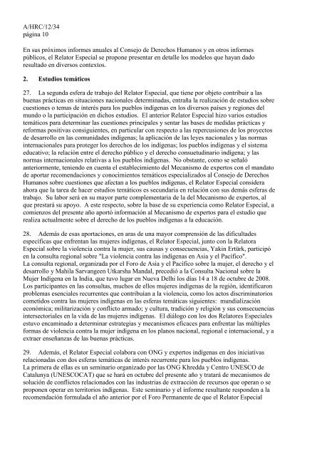 Informe del Relator Especial sobre la situaciÃ³n de los