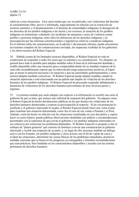 Informe del Relator Especial sobre la situaciÃ³n de los