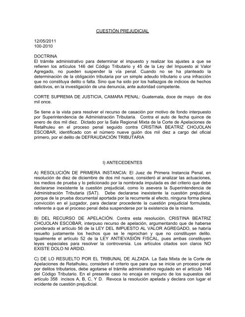 No. de Proceso 100-2010 - Organismo Judicial