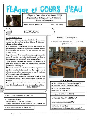 Flaque et cours d'eau - Journal NÂ°1 (janvier 2010) - Collegetulear.fr