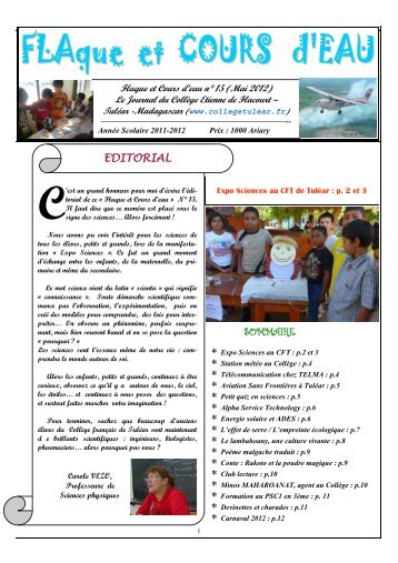 Flaque et cours d'eau - Journal NÂ°15 - CollÃ¨ge FranÃ§ais de TulÃ©ar