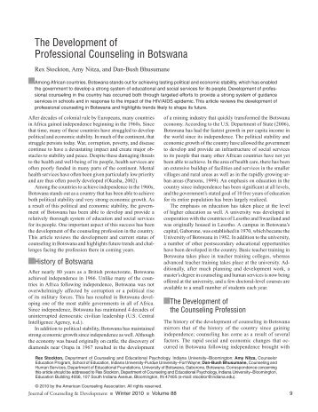 The Development of Professional Counseling in Botswana - IRCEP