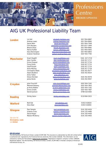 AIG UK Professional Liability Team - AIG.com