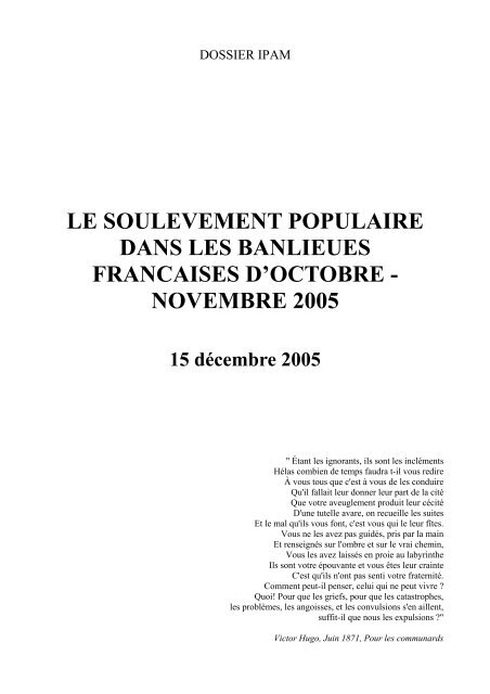 Octobre-Novembre 2005 - Ipam