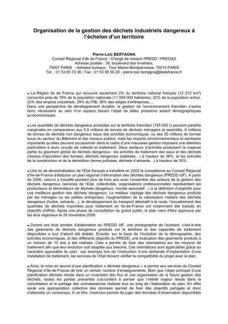 Organisation de la gestion des dÃ©chets industriels ... - Rudologia