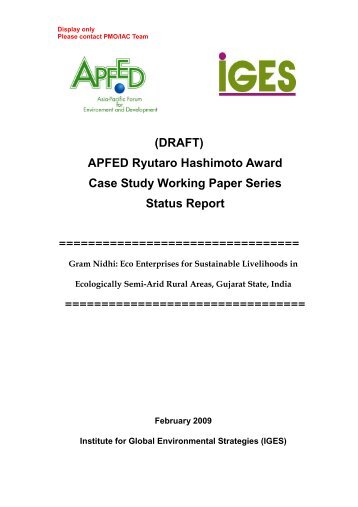 Case Study Status Report on Gram Nidhi - APFED