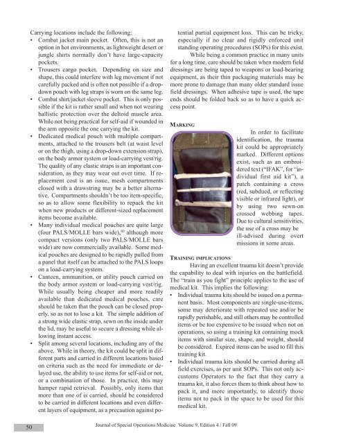 Part One - The Major Trauma Kit. 09(4). - Journal of Special ...