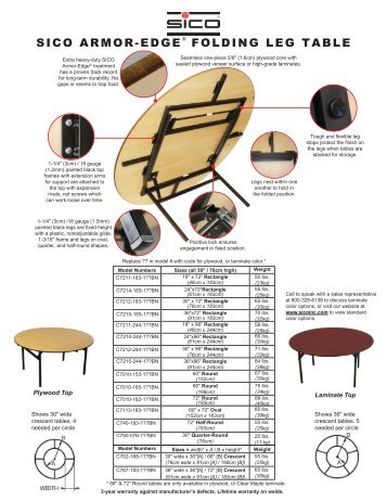 Folding Leg Table Solutions Brochure - Sico Inc.