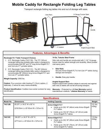 SICO Folding Leg Table Rectangle Caddy - Sico Inc.