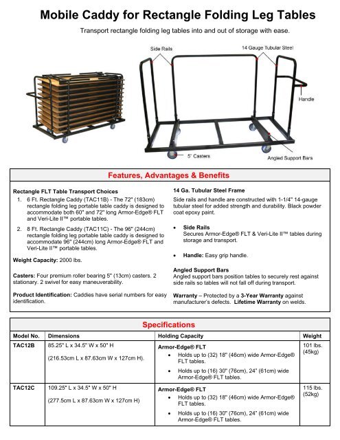 Sico Folding Leg Table Rectangle Caddy Inc