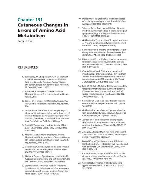 Chapter 131 Cutaneous Changes in Errors of Amino Acid Metabolism