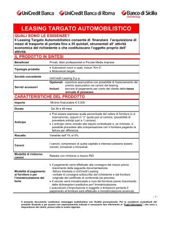 LEASING TARGATO AUTOMOBILISTICO