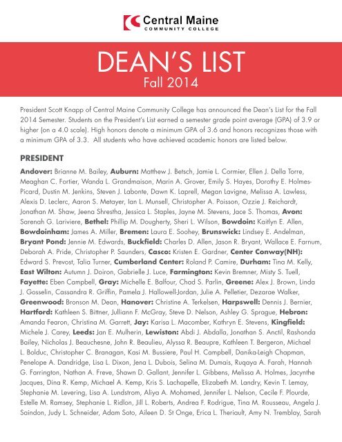 Summer 2013 Deans List