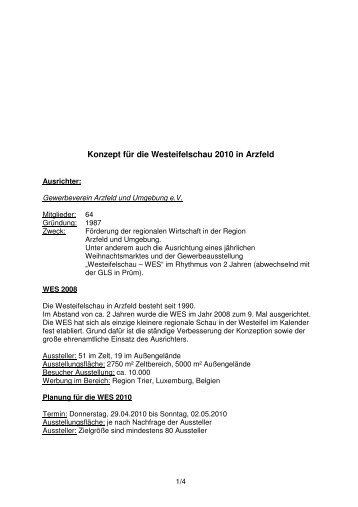 Konzept für WES 2010-sks - Gewerbeverein Arzfeld und Umgebung