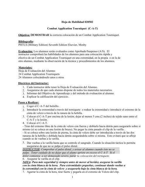 Hoja de Habilidad CAT 020502 CAT Skill Sheet 101101