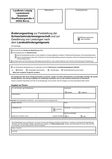 Änderung Schwerbehindertenantrag Landkreis Leipzig