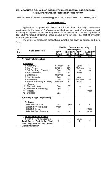 MAHARASHTRA COUNCIL OF AGRICULTURAL EDUCATION AND ...