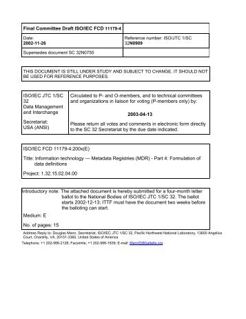 Final Committee Draft ISO/IEC FCD 11179-4 ISO/IEC JTC 1/SC 32 ...