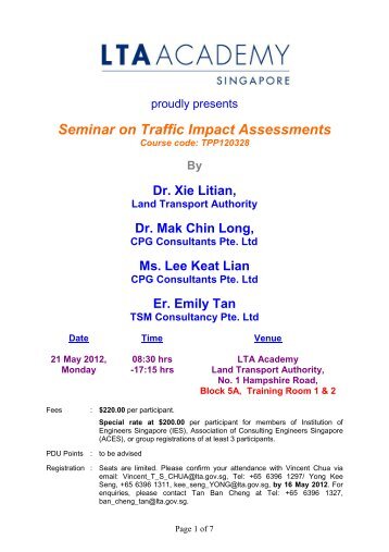 Seminar on Traffic Impact Assessments - Association of Consulting ...