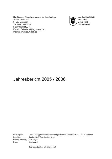 Sehr beliebt Jahresbericht 2005 / Berufstätige Städt. 2006 für - Abendgymnasium