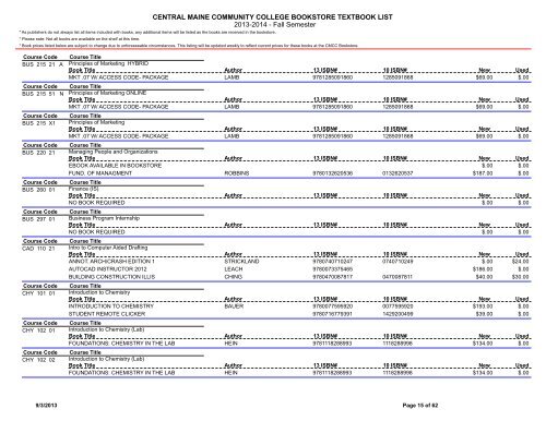 Book List - Central Maine Community College