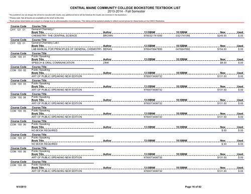 Book List - Central Maine Community College
