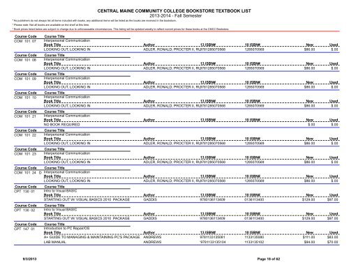 Book List - Central Maine Community College