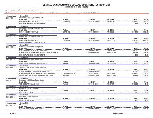 Book List - Central Maine Community College