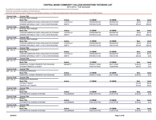 Book List - Central Maine Community College