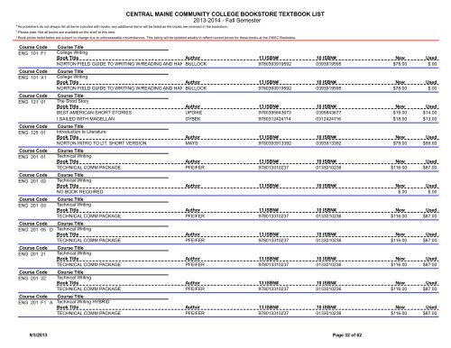 Book List - Central Maine Community College