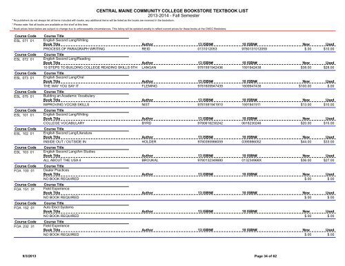 Book List - Central Maine Community College