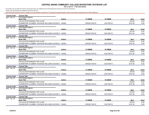 Book List - Central Maine Community College